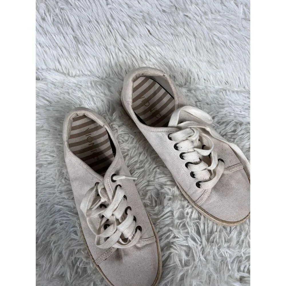 Vionic Shoes Womens Size 7 Off White Canvas Hattie Lace Up Espadrille Sneakers